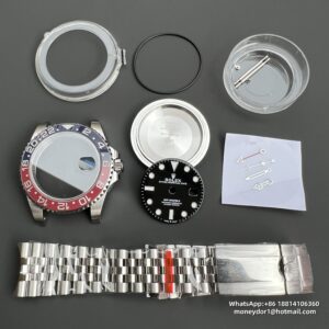 Watch Assemble Case Set for Seagull 2836-2 3186 3285 GMT Movement Stainless Steel Case Jubilee/Oyster Bracelet Sapphire Dial Hands Blue Luminous